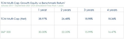 Multi-cap Growth Perfomance table